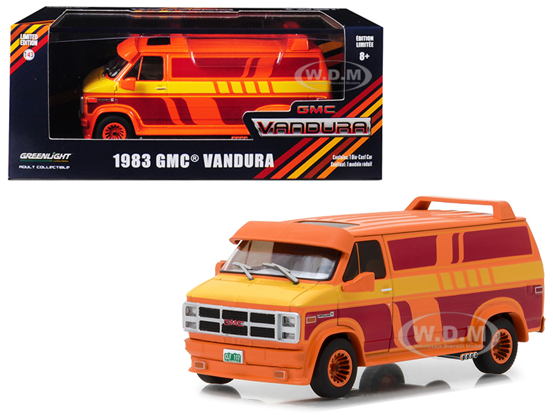 1983 Gmc Vandura Custom Orange With Custom Graphics 1/43 Diecast Model Car By Greenlight