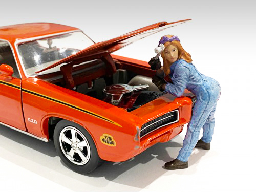 Image of Retro Female Mechanic I Figurine for 1/24 Scale Models by American Diorama