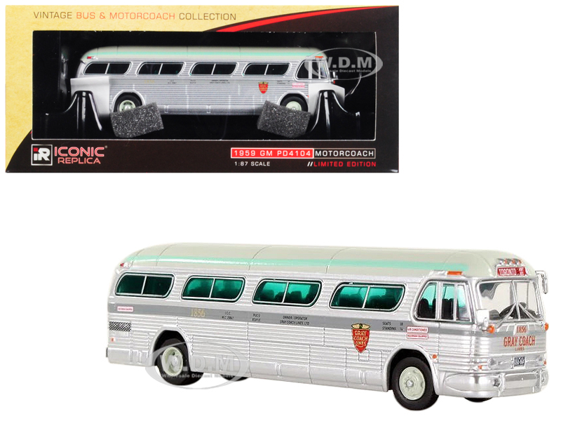 1959 GM PD4104 Motorcoach "Gray Coach Lines" (Toronto Canada) "Vintage Bus &amp; Motorcoach Collection" 1/87 Diecast Model by Iconic Replicas