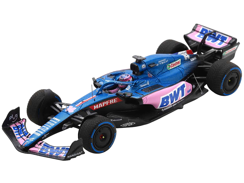 Alpine A522 #14 Fernando Alonso BWT Formula One F1 Monaco GP (2022) with Acrylic Display Case 1/18 Model Car by Spark