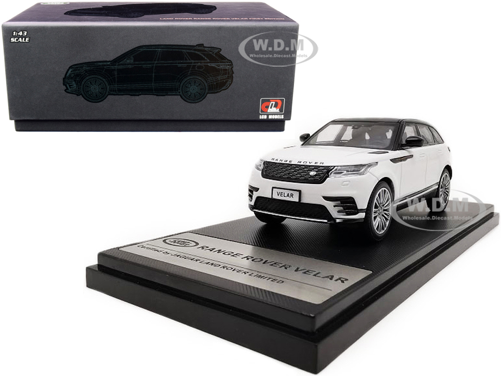 Land Rover Range Rover Velar First Edition with Sunroof White and Black 1/43 Diecast Model Car by LCD Models