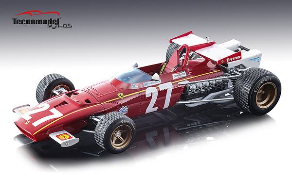 Ferrari 312B Car #27 Jacky Ickx 1970 Grand Prix Belgium Mythos Series Limited Edition to 100 pieces Worldwide 1/18 Model Car by Tecnomodel