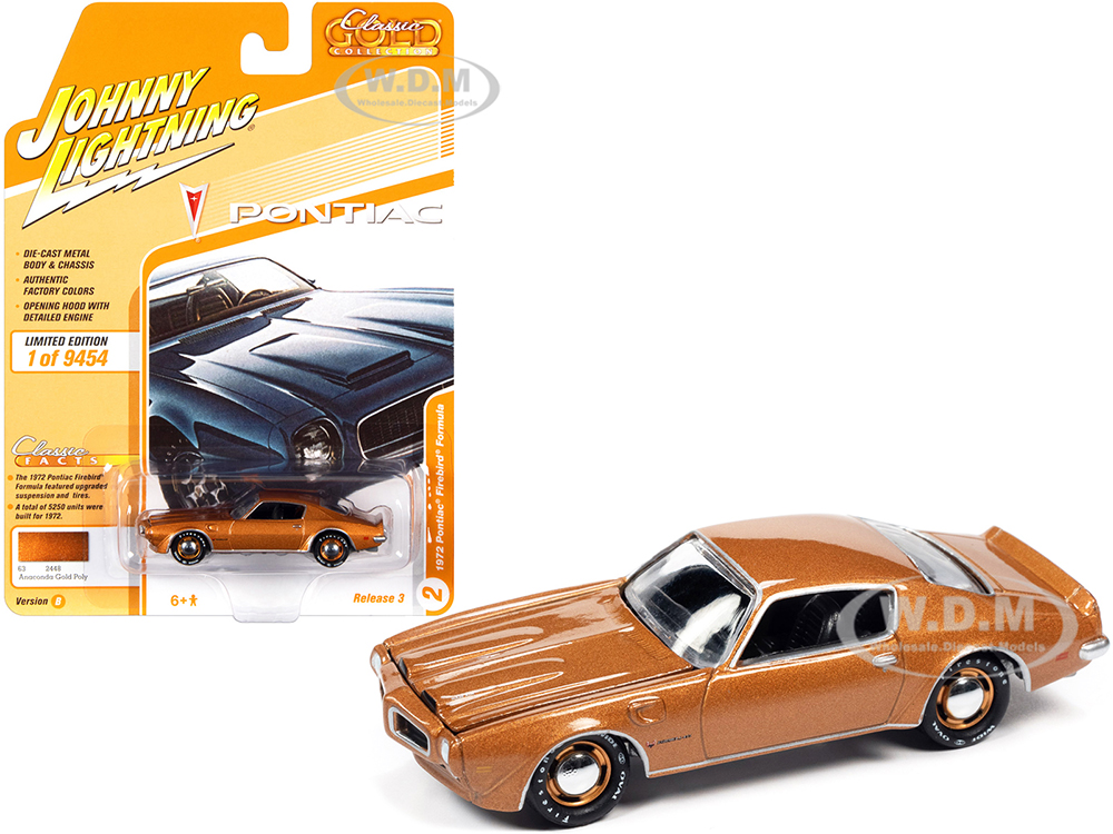 1972 Pontiac Firebird Formula Anaconda Gold Metallic "Classic Gold Collection" Series Limited Edition to 9454 pieces Worldwide 1/64 Diecast Model Car