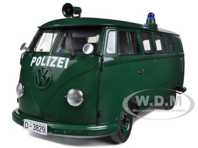 1956 Volkswagen Police Van Green 1/12 Diecast Model By Sunstar