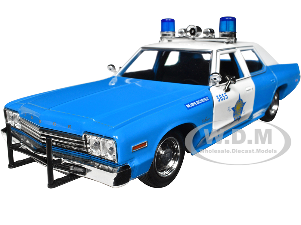 1974 Dodge Monaco Blue and White CPD Chicago Police Department (Illinois) Hot Pursuit Series 1/24 Diecast Model Car by Greenlight