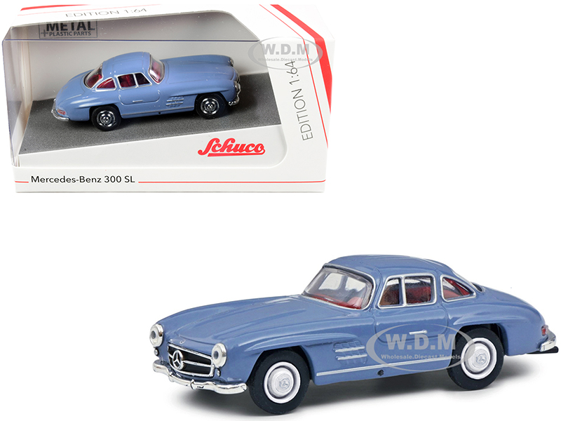 Mercedes Benz 300 SL Blue With Red Interior 1/64 Diecast Model Car By Schuco