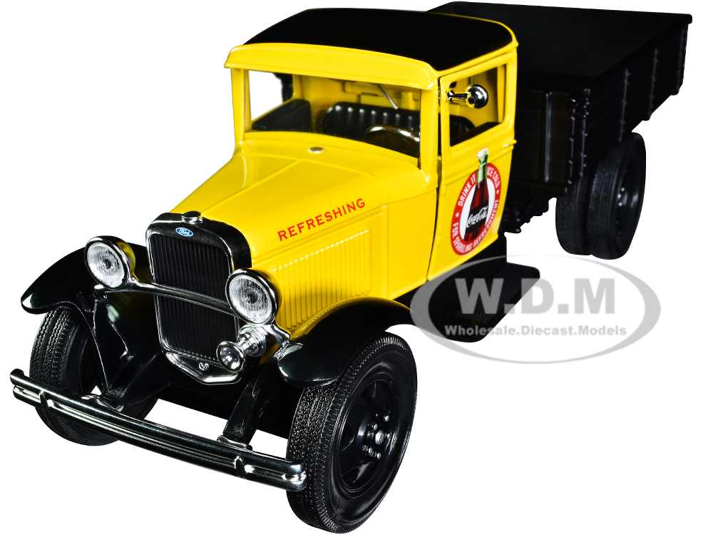 1931 Ford Model AA Pickup Truck Yellow and Black Drink it Ice Cold for Sparkling Refreshment - Coca-Cola 1/24 Diecast Model Car by Motor City Classics