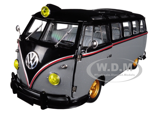 Image of 1959 Volkswagen Microbus Deluxe U.S.A. Model Gray Metallic with Gloss Black Top Limited Edition to 5800 pieces Worldwide 1/24 Diecast Model by M2 Mac