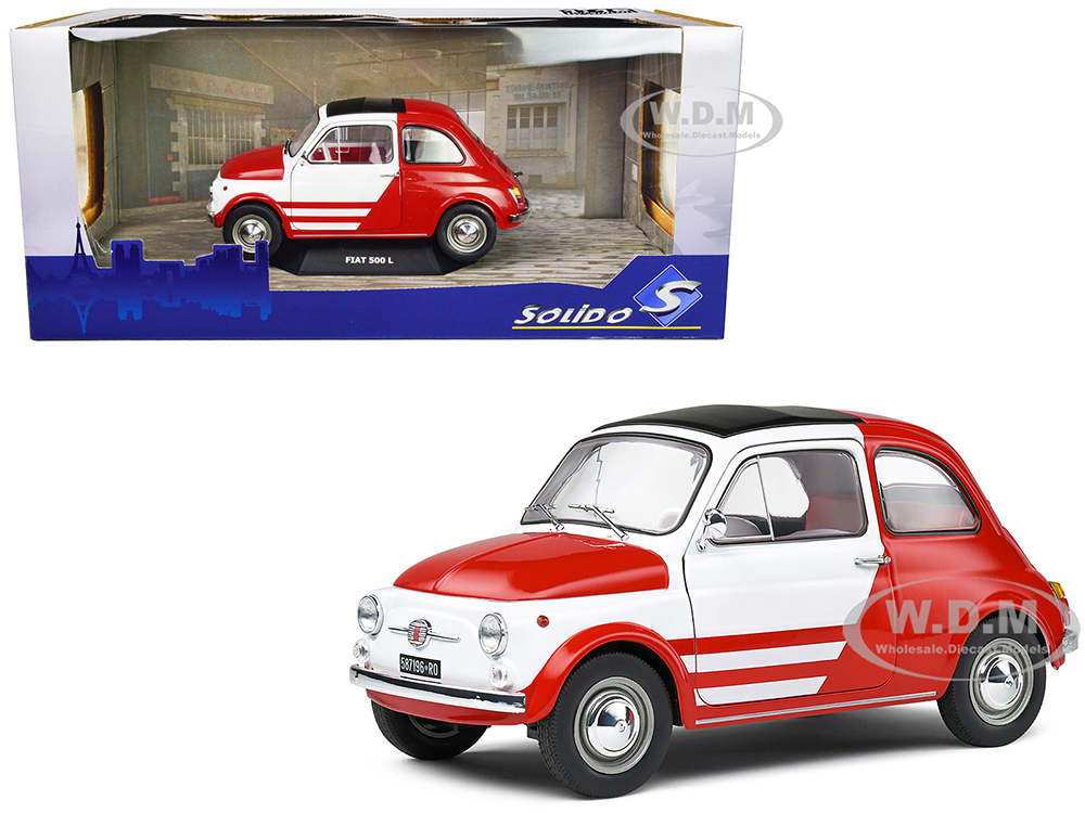 1965 Fiat 500 L Red and White with Red Interior Robe Di Kappa 1/18 Diecast Model Car by Solido