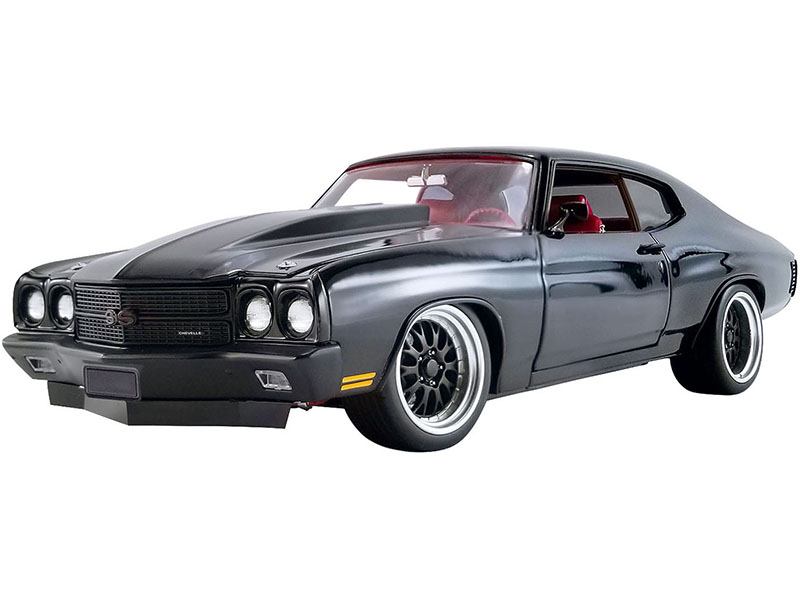 Image of 1970 Chevrolet Chevelle 454 SS Street Fighter "G-Force" Black with Red Interior Limited Edition to 774 pieces Worldwide 1/18 Diecast Model Car by ACM