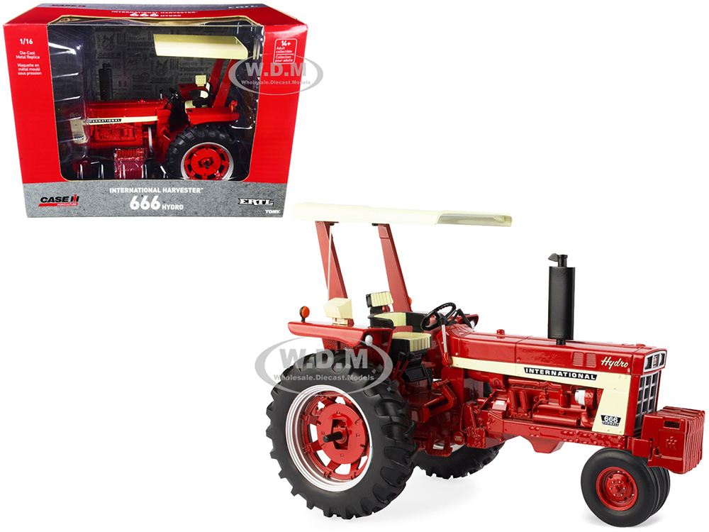 International Harvester 666 Hydro Tractor with Fender Radio and ROPS Red and Cream "Case IH Agriculture" Series 1/16 Diecast Model by ERTL TOMY