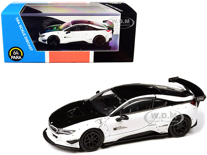 BMW i8 Liberty Walk White and Black 1/64 Diecast Model Car by Paragon Models