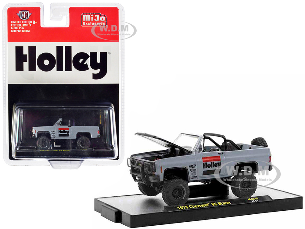 1973 Chevrolet K5 Blazer Open Top "Holley" Gray with Black Hood Limited Edition to 6600 pieces Worldwide 1/64 Diecast Model Car by M2 Machines