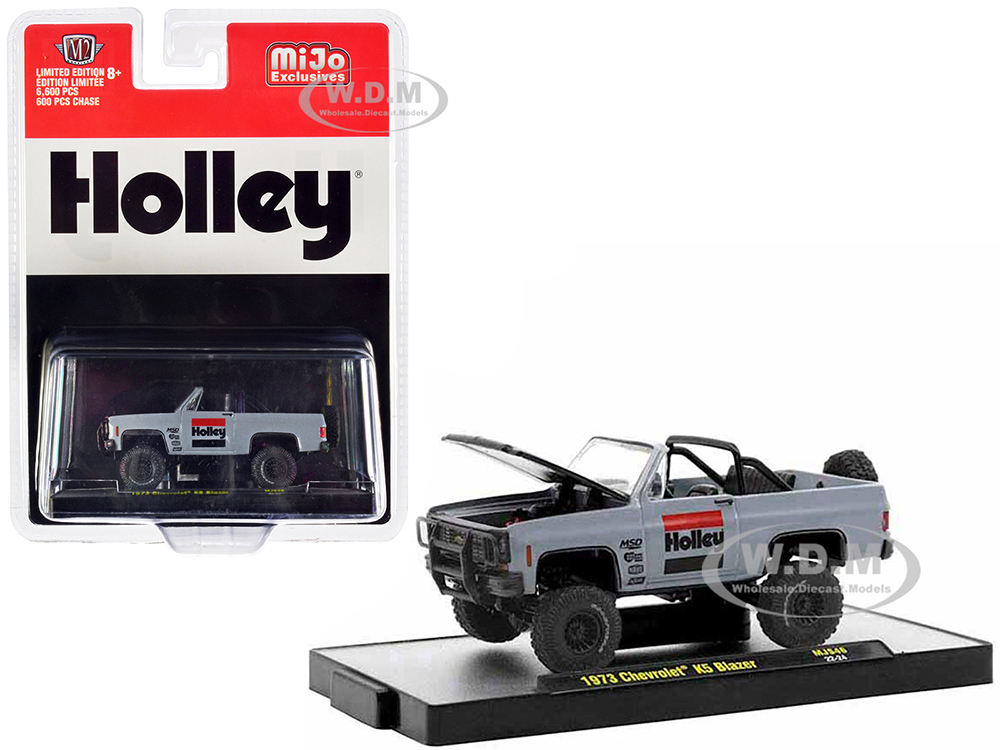 1973 Chevrolet K5 Blazer Open Top Holley Gray with Black Hood Limited Edition to 6600 pieces Worldwide 1/64 Diecast Model Car by M2 Machines
