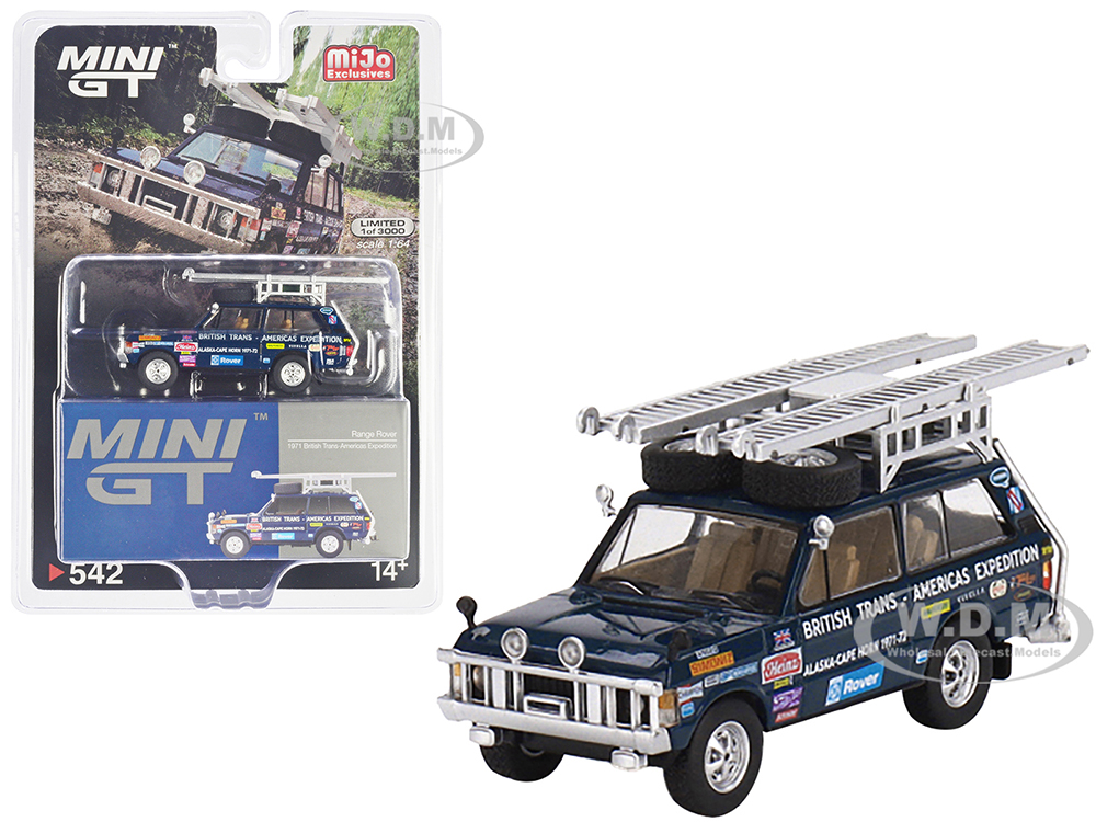 Land Rover Range Rover Blue "1971 British Trans-Americas Expedition (VXC-868K)" with Roof Rack and Ladder Limited Edition to 3000 pieces Worldwide 1/