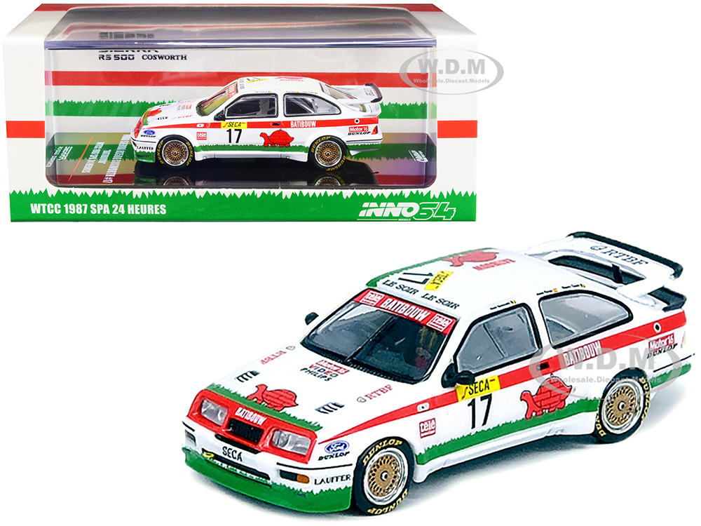 Ford Sierra RS500 Cosworth RHD (Right Hand Drive) #17 Alain Semoulin - Jesus Pareja - Thierry Tassin BATIBOUW WTCC World Touring Car Championship Spa 24 Hours (1987) 1/64 Diecast Model Car by Inno Models