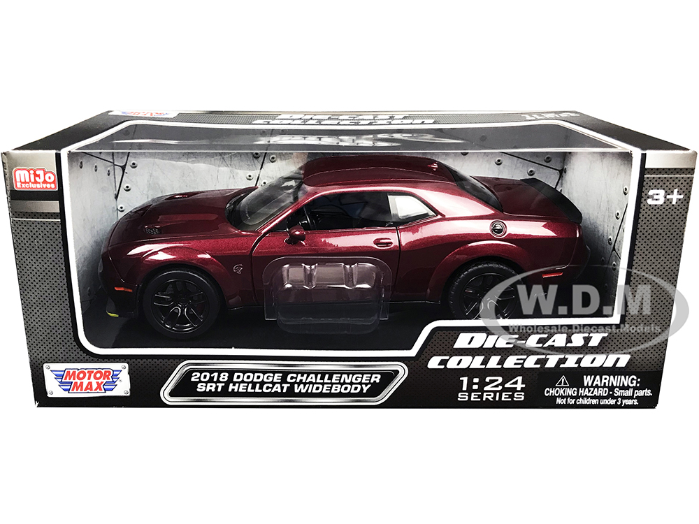 2018 Dodge Challenger SRT Hellcat Widebody Burgundy Metallic Die-Cast Collection Series 1/24 Diecast Model Car by Motormax