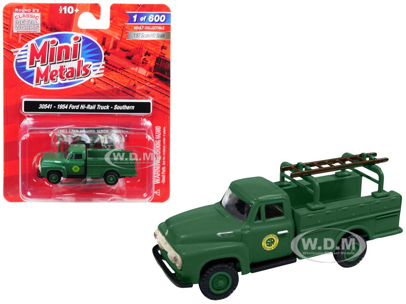 Image of 1954 Ford Hi-Rail Truck "Southern" Green with Accessories 1/87 (HO) Scale Model by Classic Metal Works