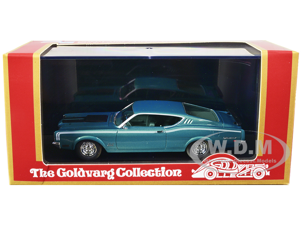 1969 Mercury Cyclone Dark Aqua Blue with Blue Interior and White Stripes Limited Edition to 170 pieces Worldwide 1/43 Model Car by Goldvarg Collectio