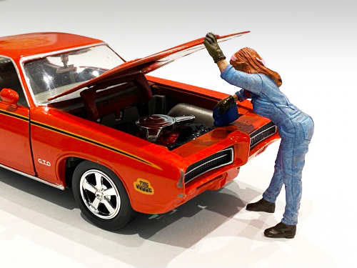 Image of Retro Female Mechanic II Figurine for 1/24 Scale Models by American Diorama
