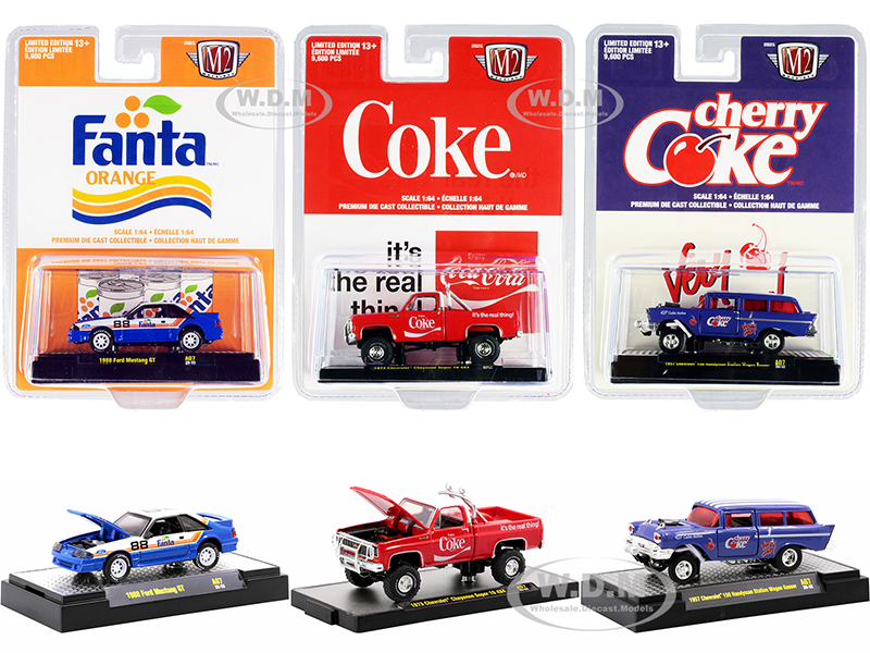 "Coca-Cola &amp; Fanta" Set of 3 pieces Limited Edition to 9600 pieces Worldwide 1/64 Diecast Model Cars by M2 Machines
