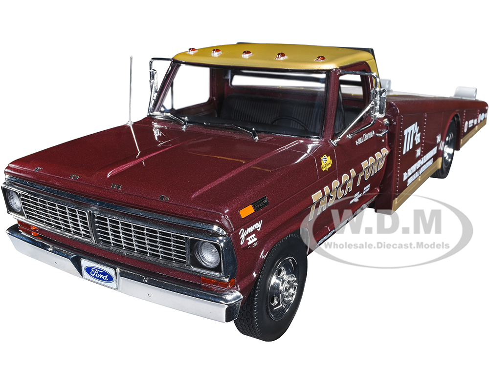 1970 Ford F-350 Ramp Truck Burgundy and Gold Tasca Ford Limited Edition to 500 pieces Worldwide 1/18 Diecast Model Car by ACME