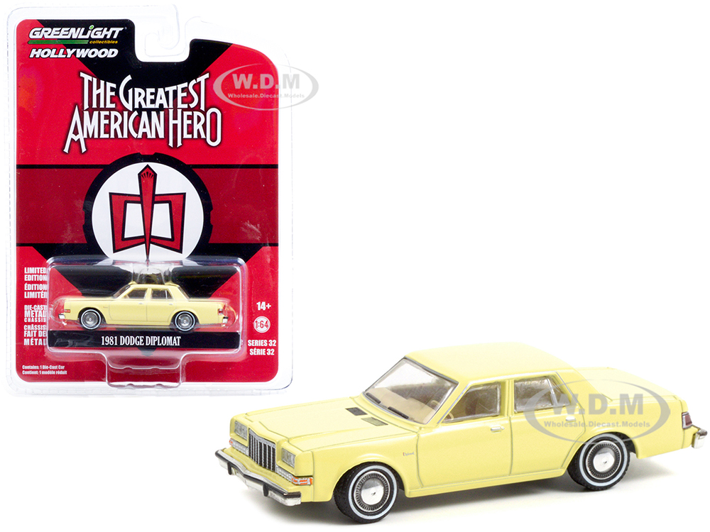 1981 Dodge Diplomat Yellow (Bill Maxwells) "The Greatest American Hero" (1981-1983) TV Series "Hollywood Series" Release 32 1/64 Diecast Model Car by