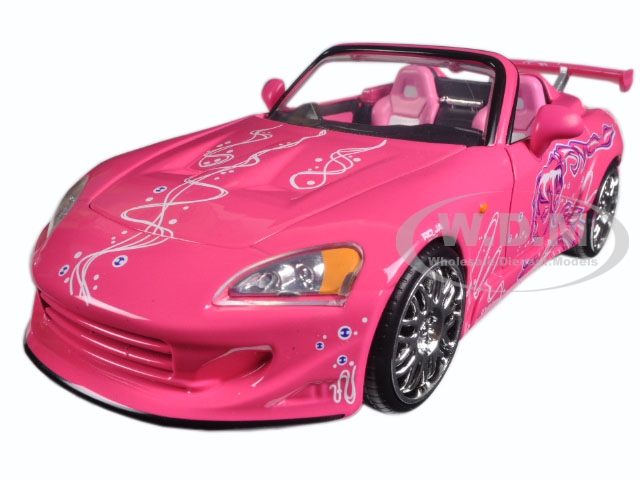 Sukis 2001 Honda S2000 Convertible Pink with Graphics "Fast &amp; Furious" Movie 1/24 Diecast Model Car by Jada