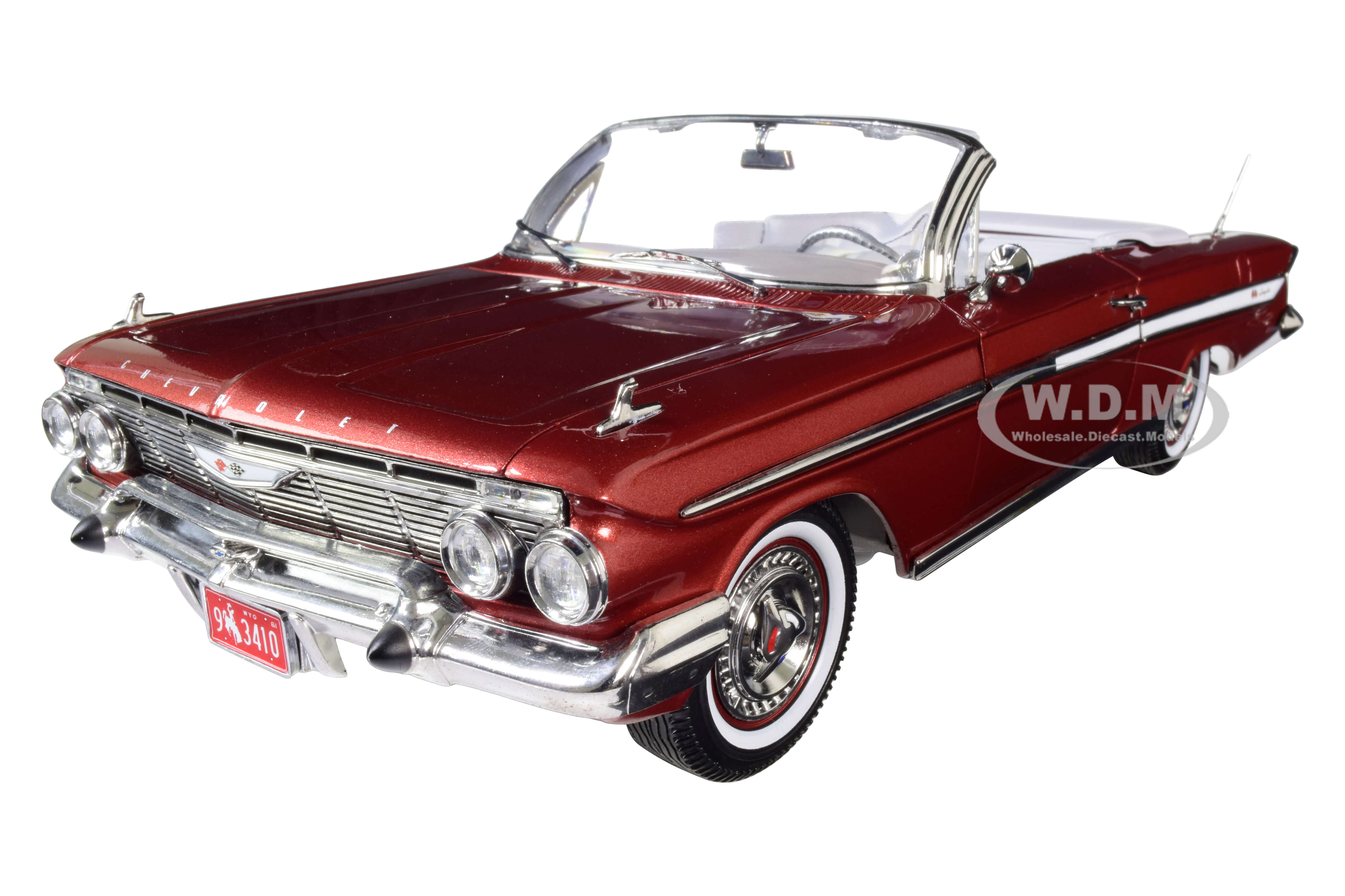 Image of 1961 Chevrolet Impala Open Convertible Honduras Maroon 1/18 Diecast Model Car by SunStar