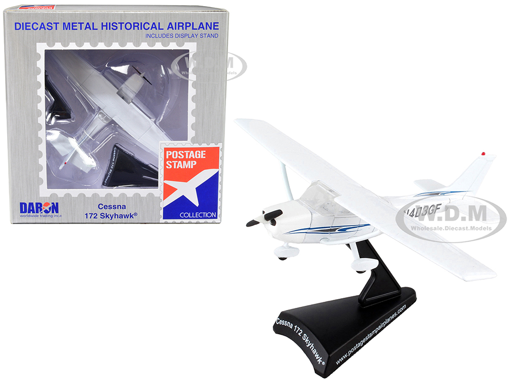 Cessna 172 Skyhawk Light Aircraft "N403GF" White 1/87 (HO) Diecast Model Airplane by Postage Stamp