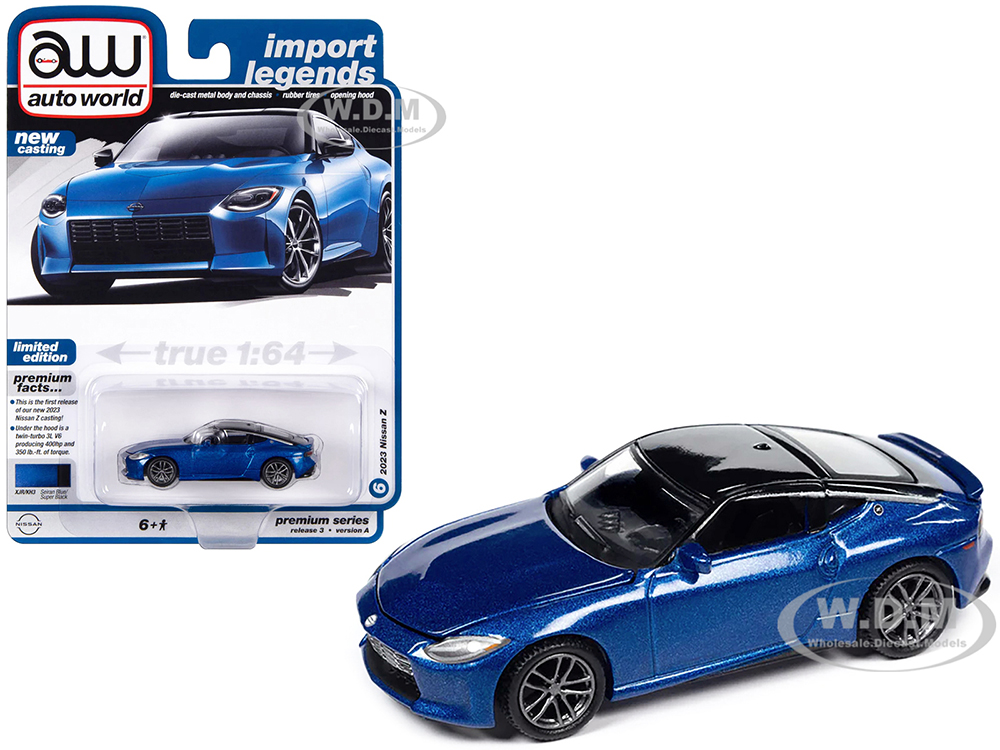 2023 Nissan Z Seiran Blue Metallic with Super Black Top Import Legends Limited Edition 1/64 Diecast Model Car by Auto World