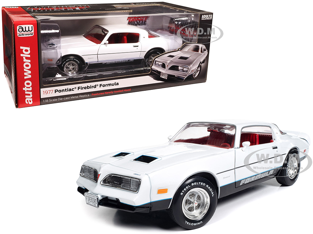 1977 Pontiac Firebird Formula Cameo White with Red Interior American Muscle Series 1/18 Diecast Model Car by Auto World