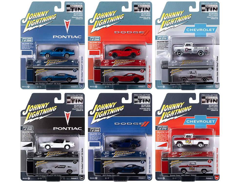 Johnny Lightning Collectors Tin 2023 Set of 6 Cars Release 2 Limited Edition 1/64 Diecast Model Cars by Johnny Lightning