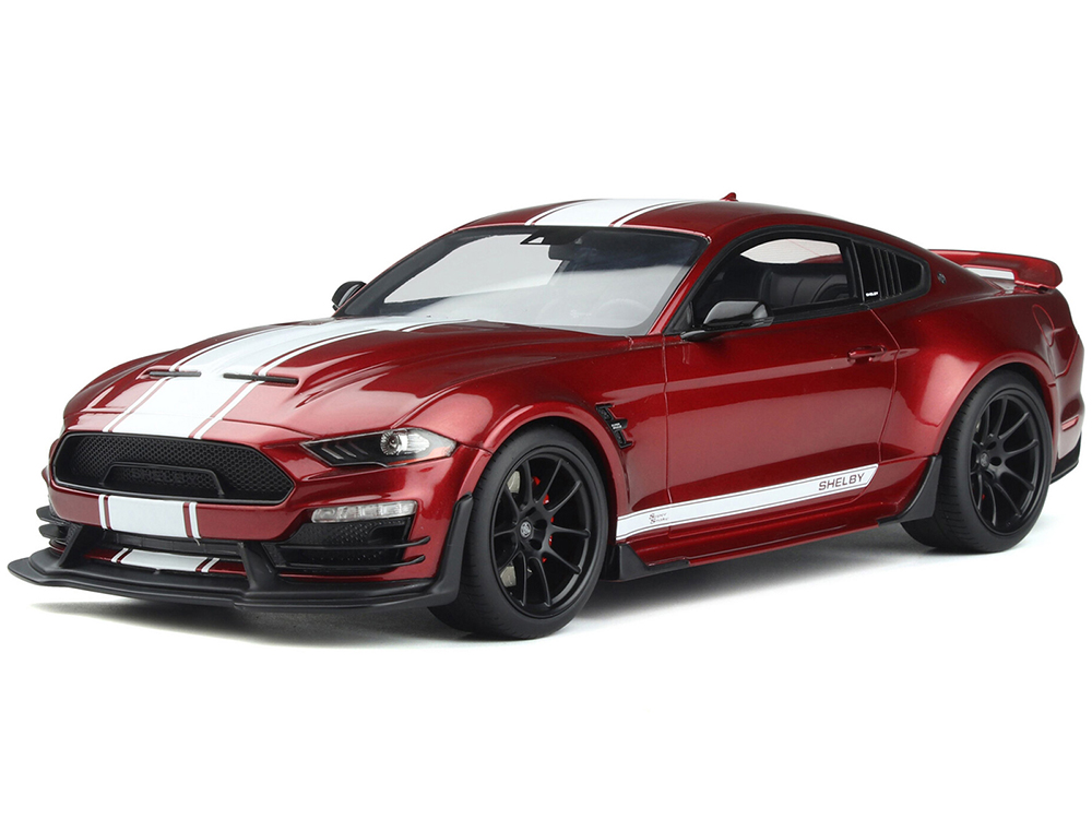 2021 Shelby Super Snake Coupe Red Metallic with White Stripes 1/18 Model Car by GT Spirit