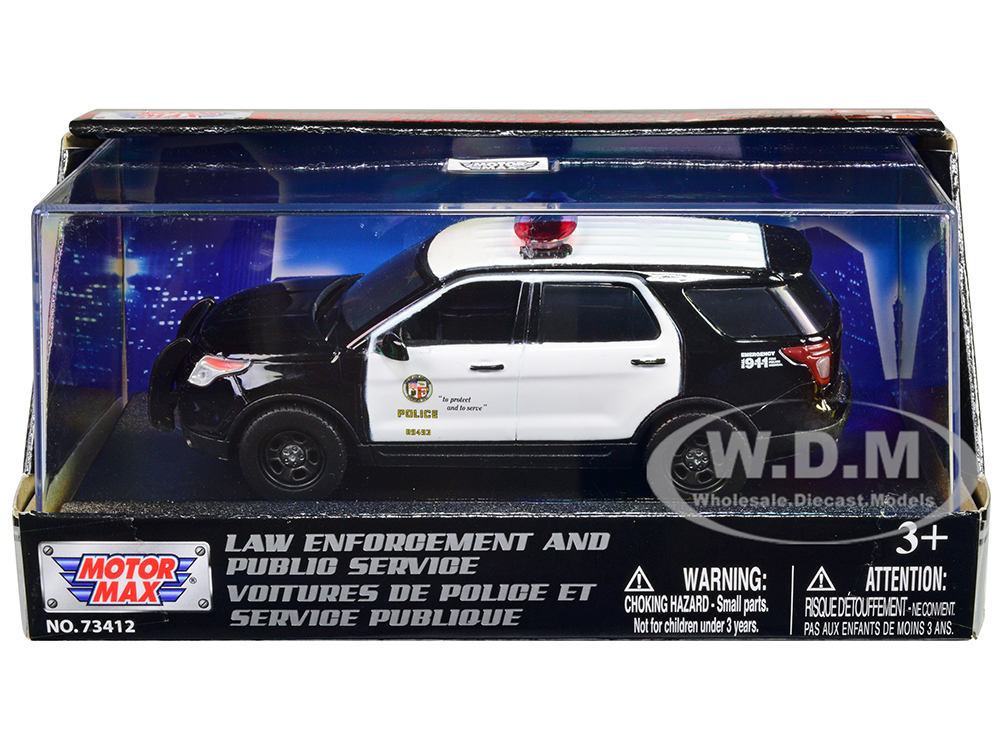 2015 Ford Police Interceptor Utility Black and White LAPD (Los Angeles Police Department) 1/43 Diecast Model Car by Motormax