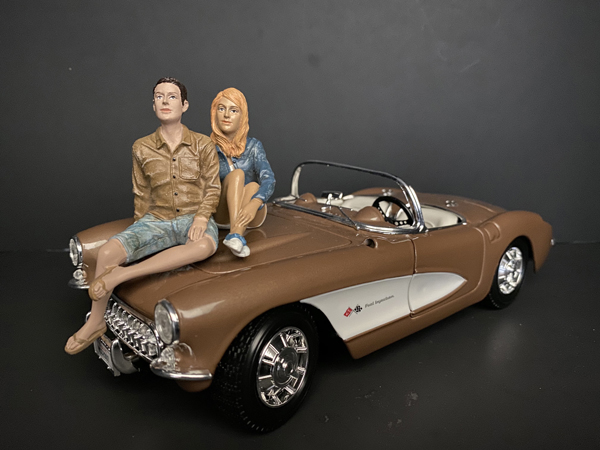 Image of Seated Couple Release III 2 piece Figurine Set for 1/24 Scale Models by American Diorama