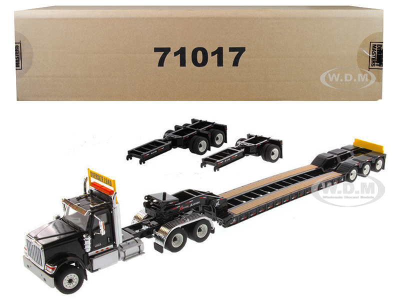 Image of International HX520 Tandem Tractor Black with XL 120 Lowboy Trailer 1/50 Diecast Model by Diecast Masters