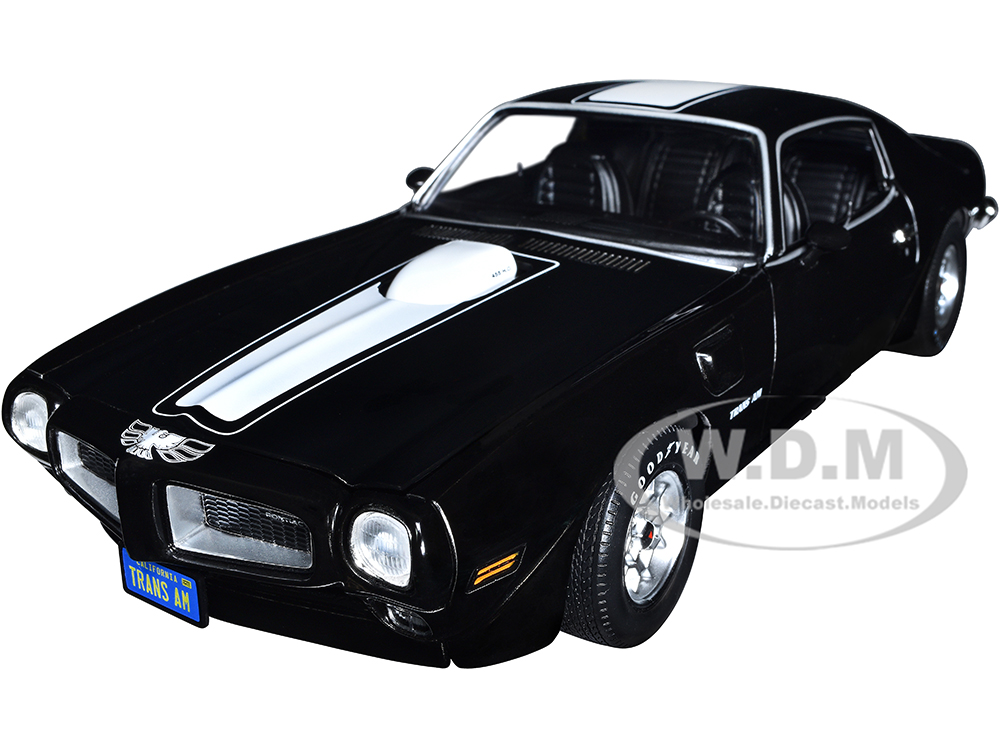 1972 Pontiac Firebird T/A Trans Am Starlight Black with White Stripes "Class of 1972" "American Muscle" Series 1/18 Diecast Model Car by Auto World