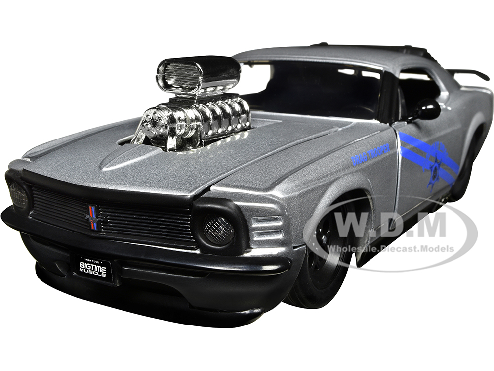 1970 Ford Mustang Boss 429 Silver Metallic Highway Drag - Drag Trooper Bigtime Muscle Series 1/24 Diecast Model Car by Jada