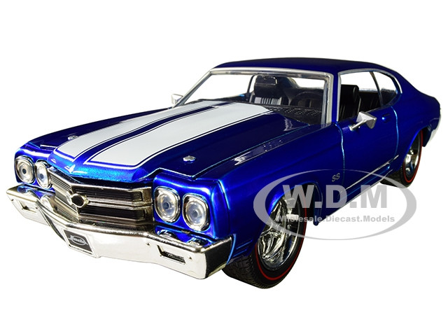 1970 Chevrolet Chevelle SS Candy Blue with White Stripes "Bigtime Muscle" 1/24 Diecast Model Car by Jada