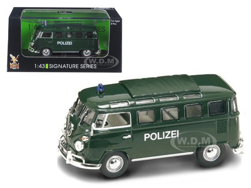 1962 Volkswagen Microbus Police Green 1/43 Diecast Car Model By Road Signature