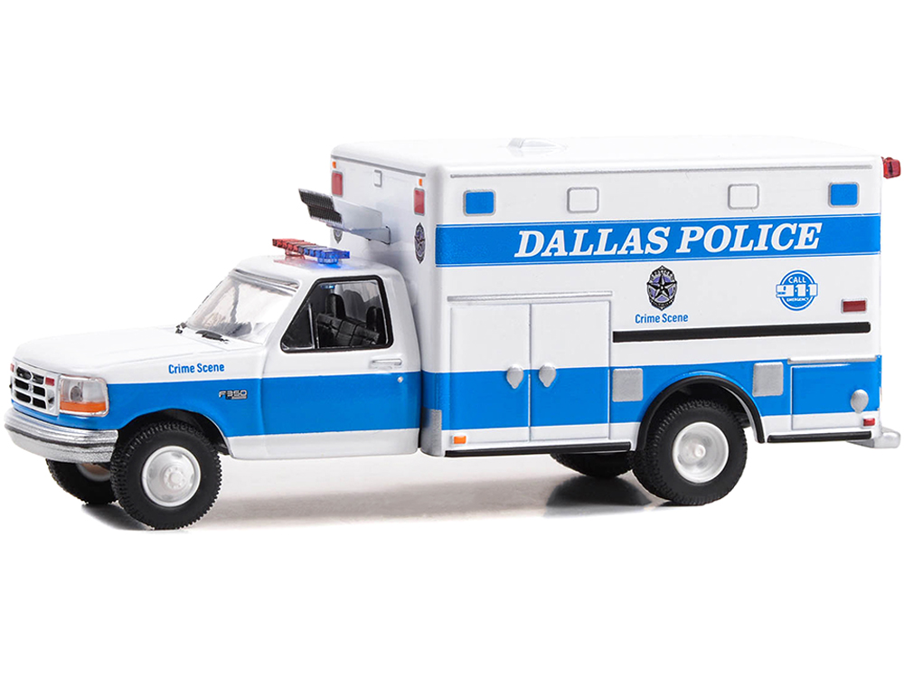 1992 Ford F-350 Ambulance - Dallas Police Crime Scene Dallas Texas First Responders Hobby Exclusive 1/64 Diecast Model Car by Greenlight