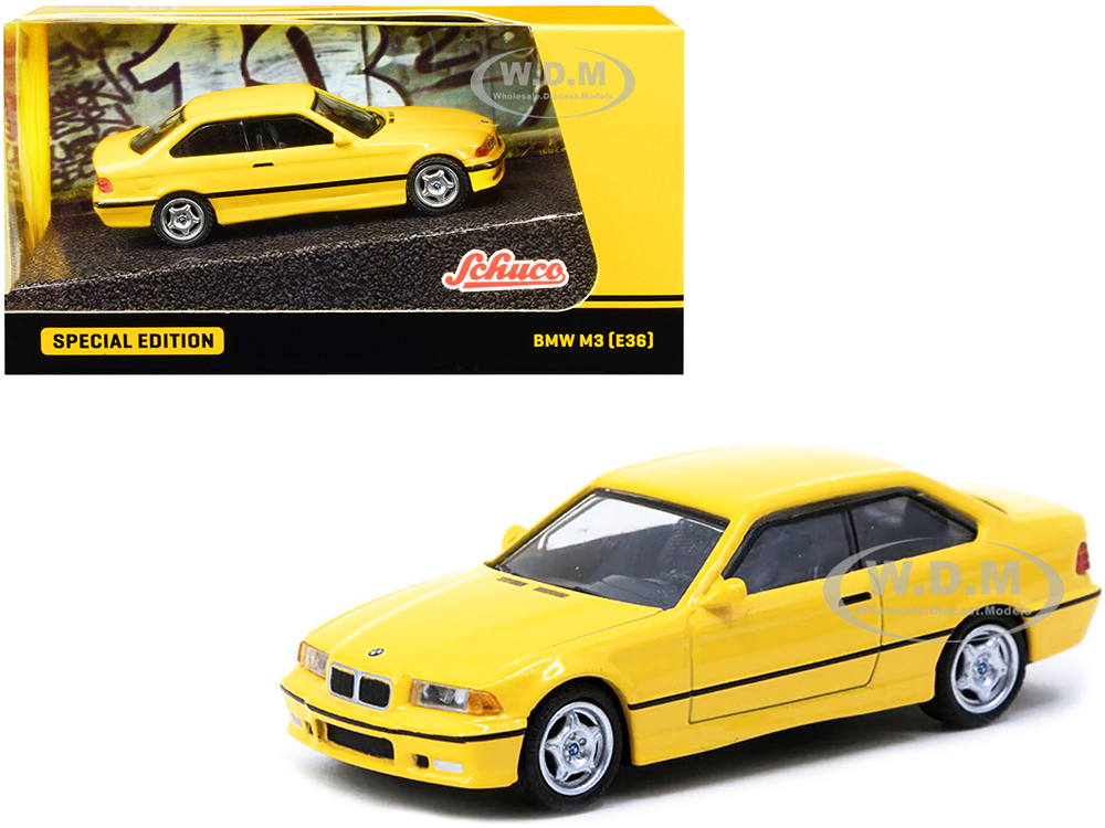 BMW M3 (E36) Yellow "Special Edition" 1/64 Diecast Model Car by Schuco &amp; Tarmac Works