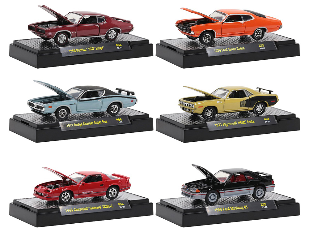 "Auto Meets" Set of 6 Cars IN DISPLAY CASES Release 58 Limited Edition to 6250 pieces Worldwide 1/64 Diecast Model Cars by M2 Machines