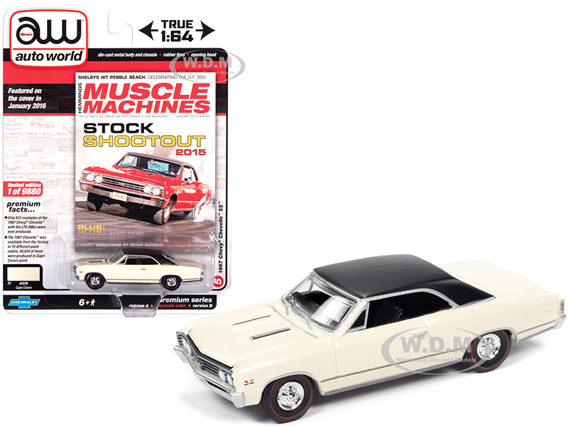 Image of 1967 Chevrolet Chevelle SS Capri Cream with Flat Black Vinyl Top "Hemmings Muscle Machines" Magazine Cover Car (January 2016) Limited Edition to 9880
