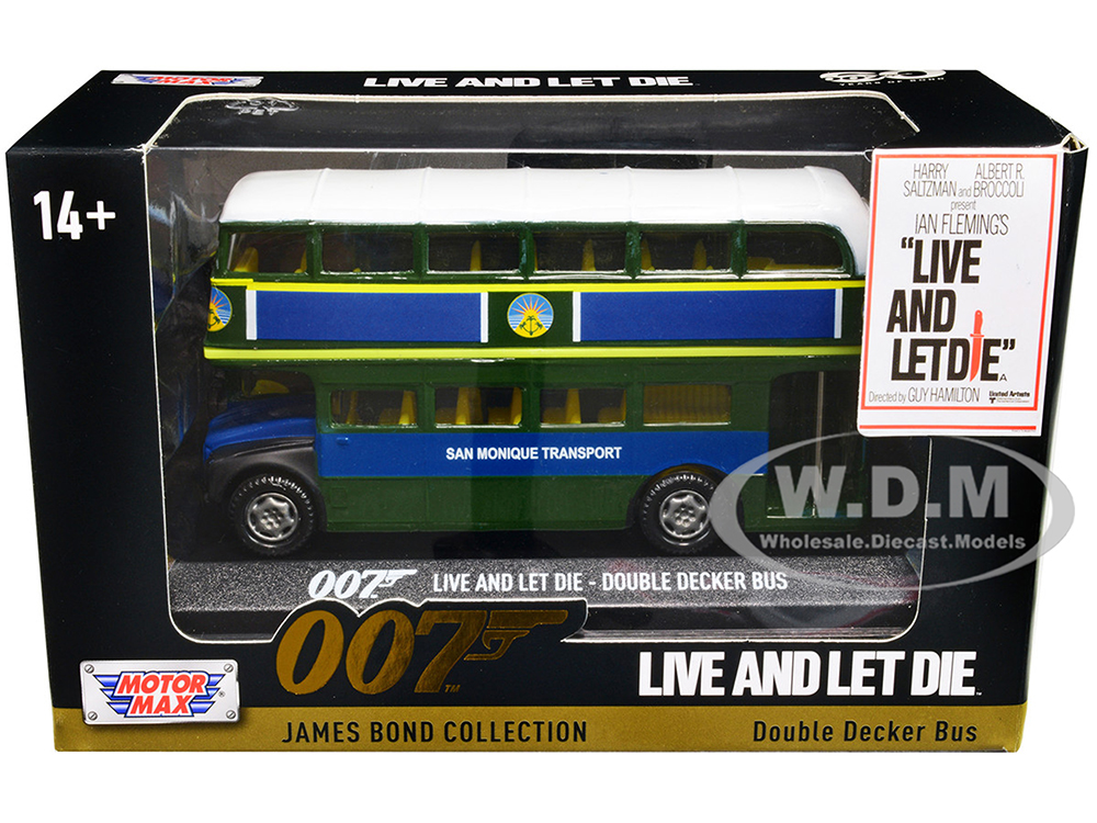 Double Decker Bus San Monique Transport James Bond 007 Live and Let Die (1973) Movie James Bond Collection Series Diecast Model by Motormax