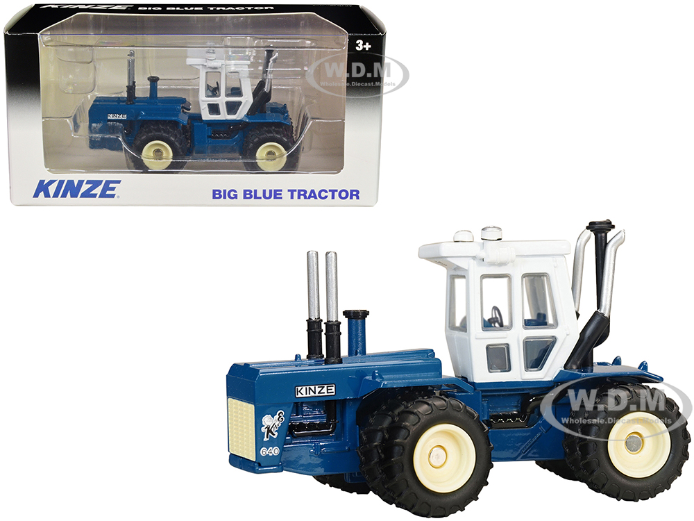 Kinze 640 Big Blue Tractor with Dual Wheels Blue and White 1/64 Diecast Model by SpecCast