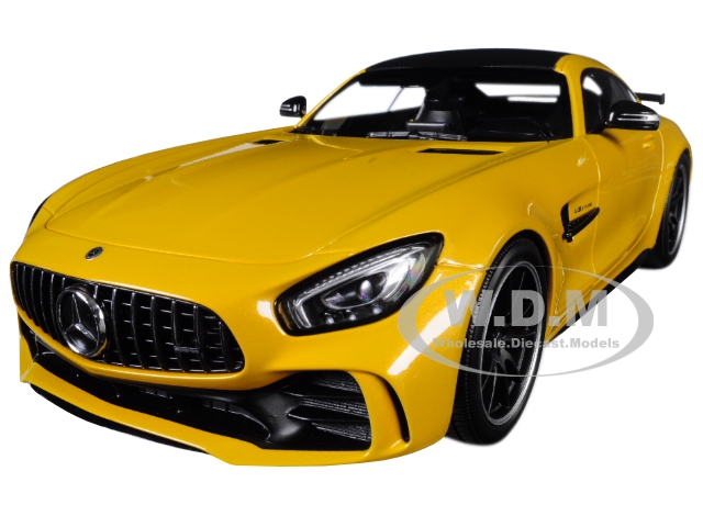Image of 2017 Mercedes AMG GT-R Metallic Yellow with Black Top Limited Edition to 402 pieces Worldwide 1/18 Diecast Model Car by Minichamps