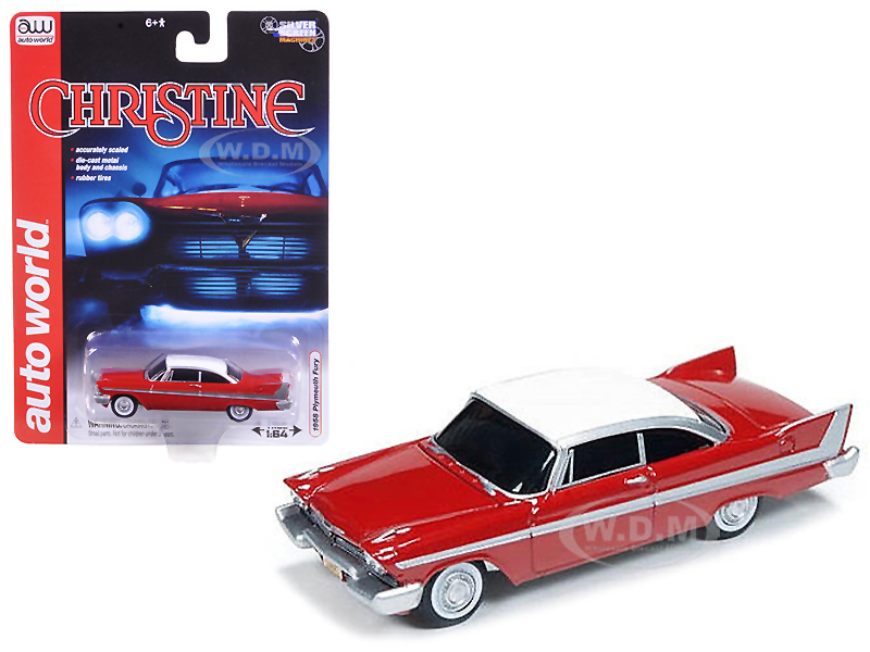 1958 Plymouth Fury Red with White Top "Christine" (1983) Movie 1/64 Diecast Model Car by Auto World
