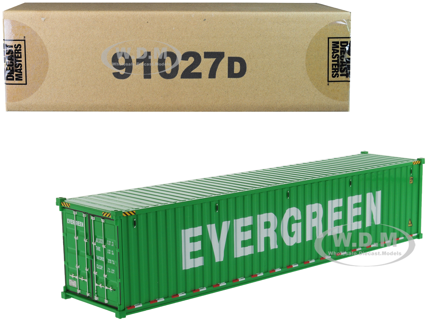 40 Dry Goods Sea Container "evergreen" Green "transport Series" 1/50 Model By Diecast Masters